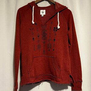Billabong Pullover Long Sleeve Hoodie Raw Edge Burnt Orange Size Size S/P